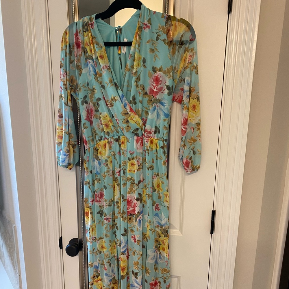 Mint Floral Maxi dress-Size 1X